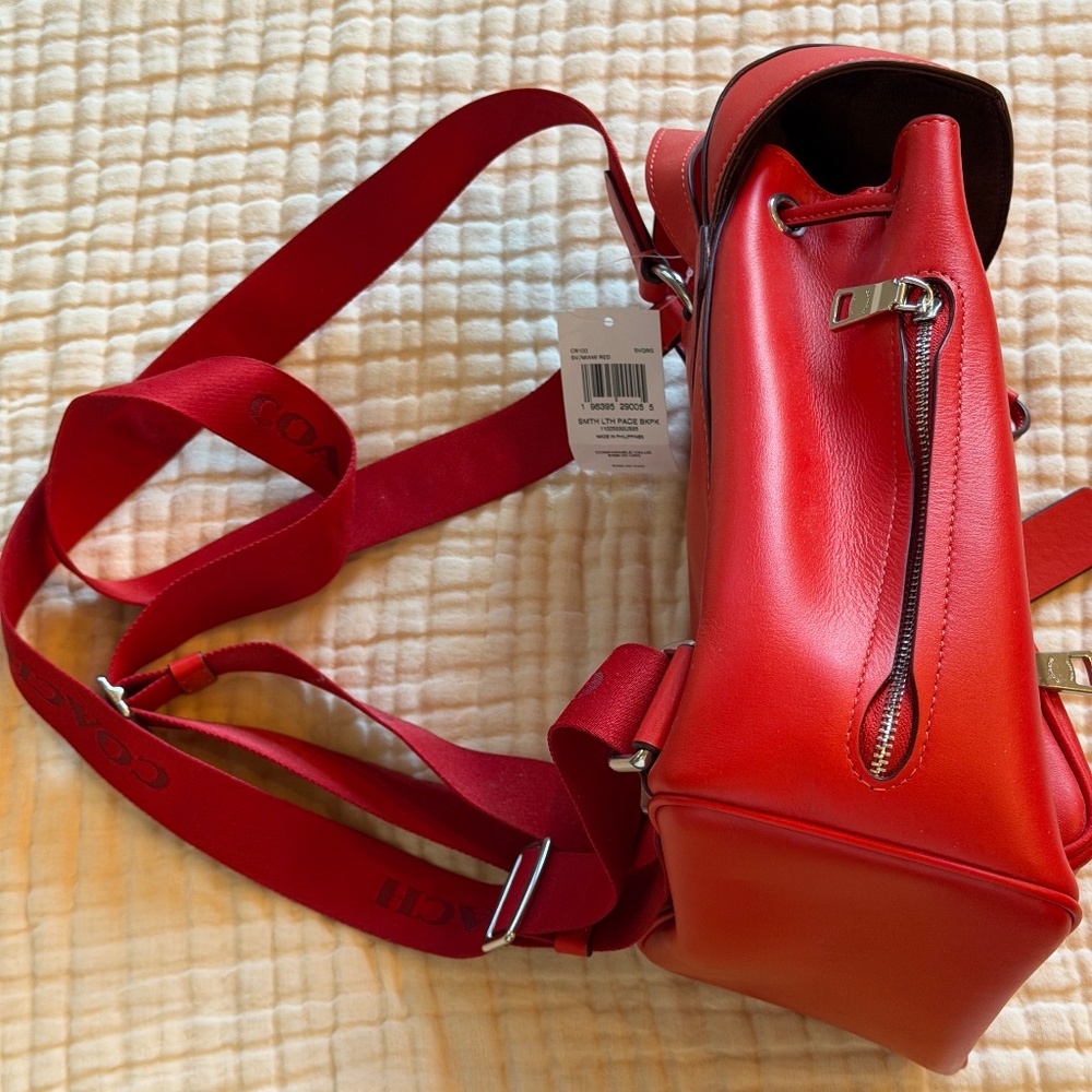 Coach backpack purse red leather NWT - Picture 4 of 6